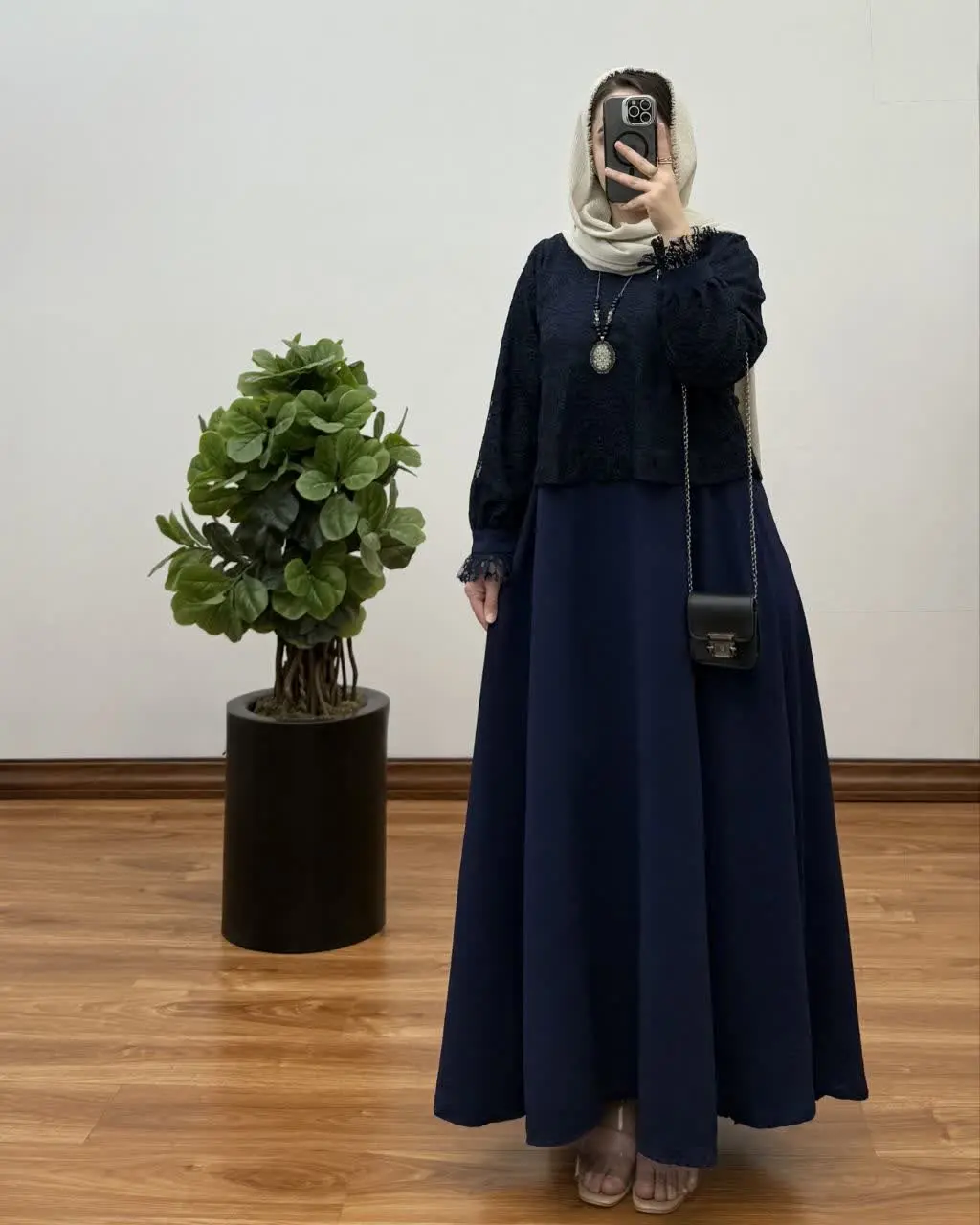 پیراهن کلوش بلند سرمه ای